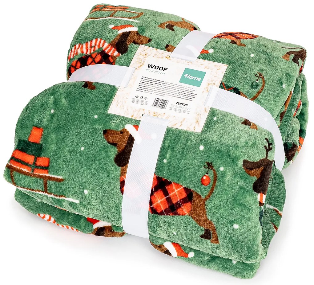 Pătură de Crăciun imitație blăniță 4Home Woof, 150 x 200 cm