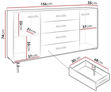 Comodă Teratino 2D4SZ (Alb) . 1103687
