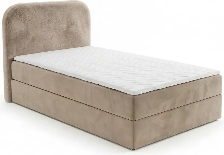 Pat tapițat boxspring FORENA 90x200 cm bej Saltea: Saltea cu arcuri Bonell