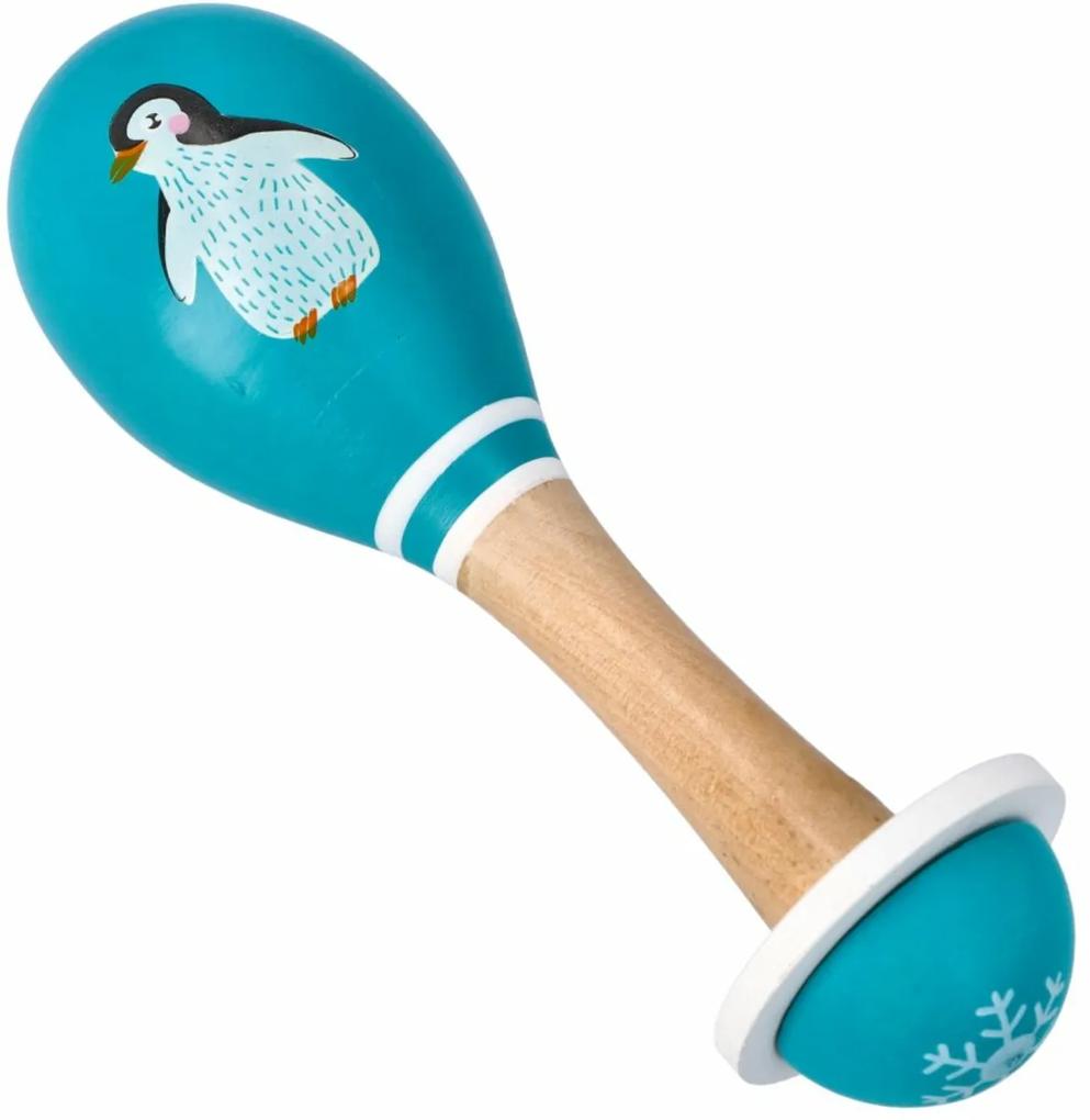 Adam Toys Lemn rumba minge trăncăneală Pinguin - turcoaz
