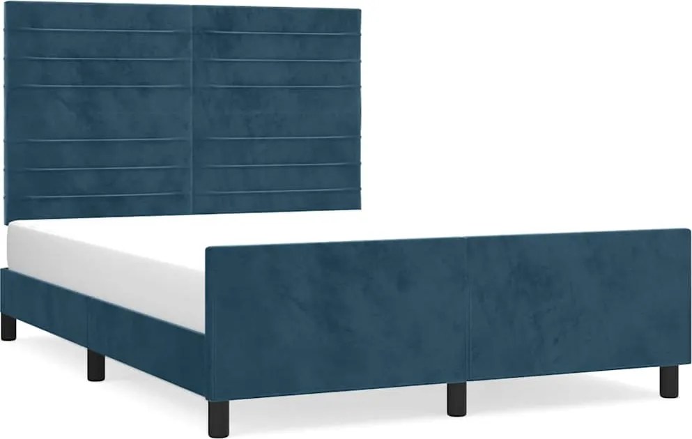 vidaXL Cadru de pat fără saltea, albastru închis, 140x200 cm, catifea