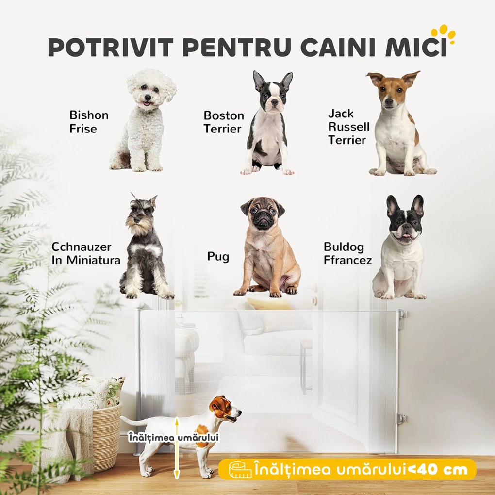 Poartă Retractabilă PawHut 140cm Albă | Aosom Romania