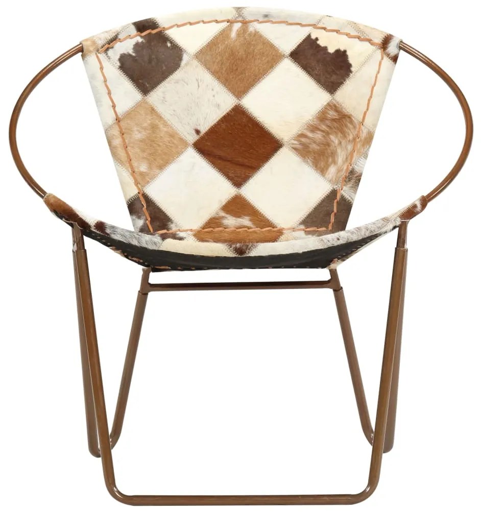 246370 vidaXL Scaun cu romburi, maro, piele naturală