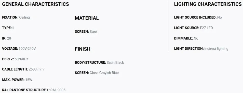 Lustra suspendata metal TATAWIN M 5L negru, blue