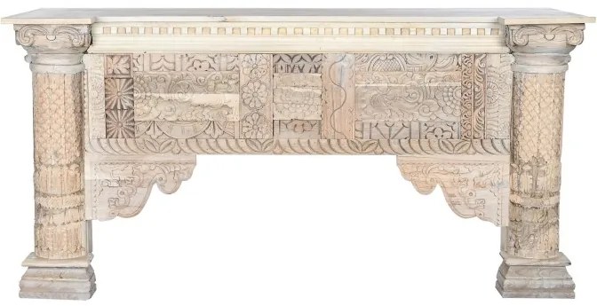 Consola sculptata, natur, din lemn de mango, Emperia