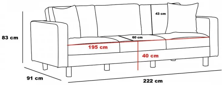 Canapea cu 3 Locuri Berlin, Negru