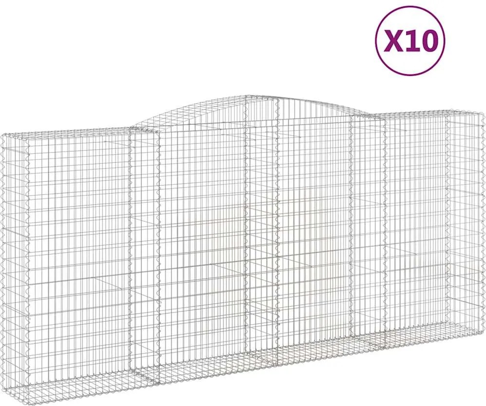 vidaXL Coșuri gabion arcuite 10 buc, 400x50x180/200cm, fier galvanizat
