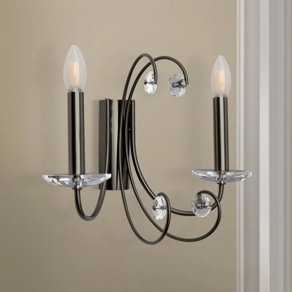 Aplica de perete stil clasic cu cristal K9 ARIANE2L nickel inchis