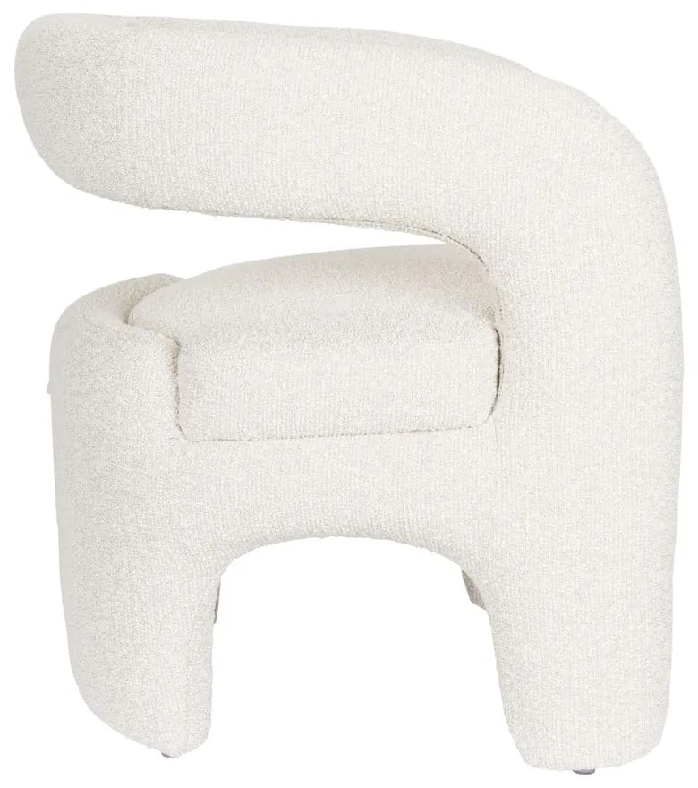 Fotoliu alb cu tapițerie din țesătură bouclé Nova – White Label