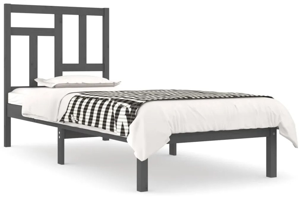 3104535 vidaXL Cadru de pat, gri, 100x200 cm, lemn masiv de pin
