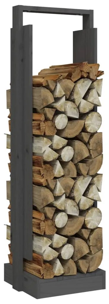 Suport pentru busteni, gri, 33,5x30x110 cm, lemn masiv pin Gri