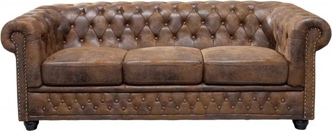 Canapea clasica stil englezesc Chesterfield 3 locuri maro antic