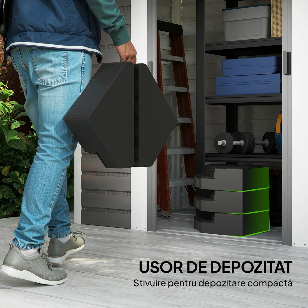 Outsunny Set de 4 Greutăţi pentru Umbrelă din HDPE cu Efect de Lemn, 80x80x13 cm, Negru | Aosom Romania