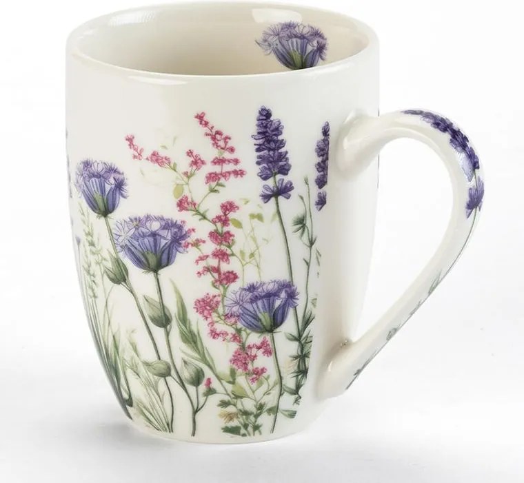 decoDoma Cană din porţelan GRĂDINĂ DE LAVANDĂ în cutie cadou 350 ml