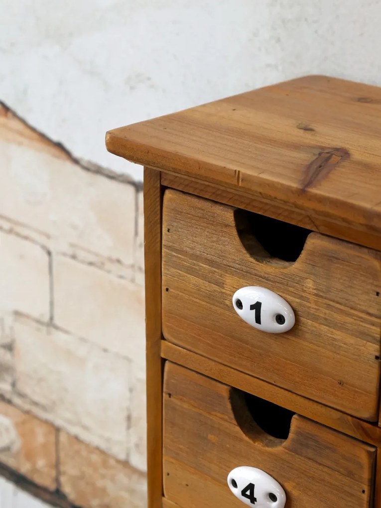 Organizator de birou cu 9 sertare, cu numere ceramice, aspect vintage