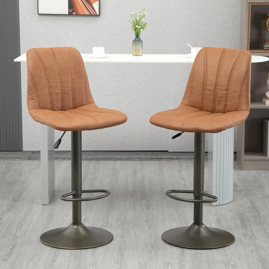 Scaune de bar vintage reglabile, set 2 piese 45x54x96-117cm, maro si gri HOMCOM | Aosom RO