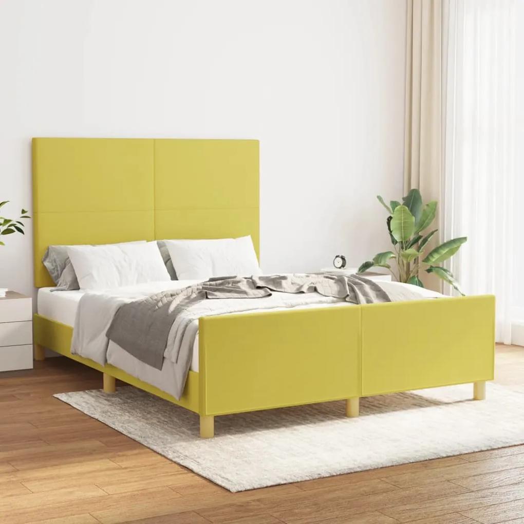 3124902 vidaXL Cadru de pat cu tăblie, verde, 140x200 cm, textil
