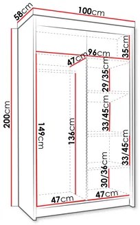 Dulap de haine cu uși culisante Monata IV 100 (Cașmir + auriu) . 1105748