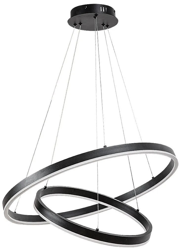 Lustra LED cu telecomanda cu 2 inele metal negru Isaure