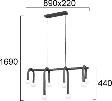 Candelabru suspendat pe cablu DELORI, 8xG9/28W/230V, negru
