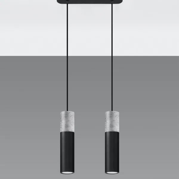 Sollux SL.0651 - Lustr BORGIO 2xGU10/40W/230V beton/metal negru