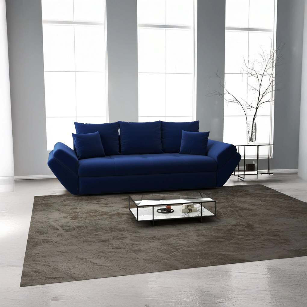 Canapea extensibilă dumonde cu ladă de depozitare si sezut confortabil din spuma high-density, Loana Royal Blue 250x100 cm