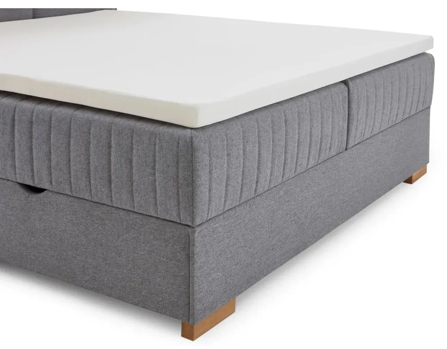 Pat boxspring gri cu spațiu de depozitare 160x200 cm Tambo – Meise Möbel