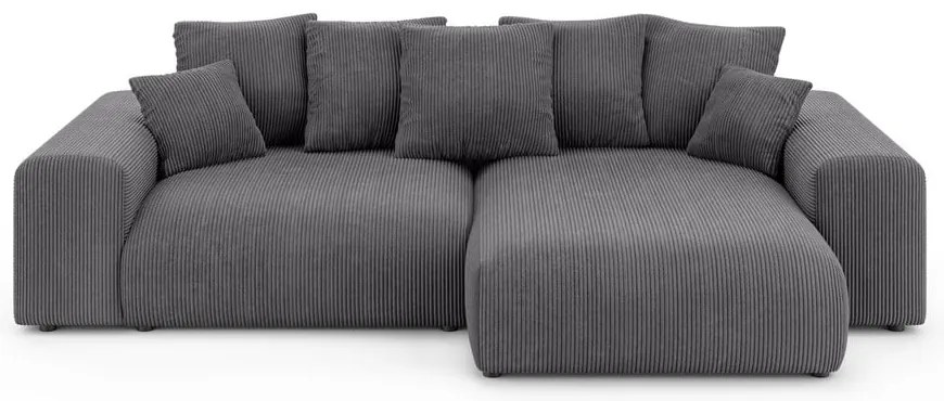 Colțar gri extensibil/cu spațiu de depozitare cu tapițerie din catifea reiată (cu colț variabil) Luma – Ropez