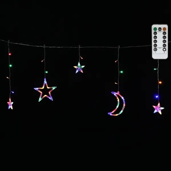 Aigostar - Instalație luminoasă de Crăciun LED RGBY pentru exterior, 120 LED, 6W, 230V, 8 funcții, 3 x 0,6 m, IP44 + telecomandă