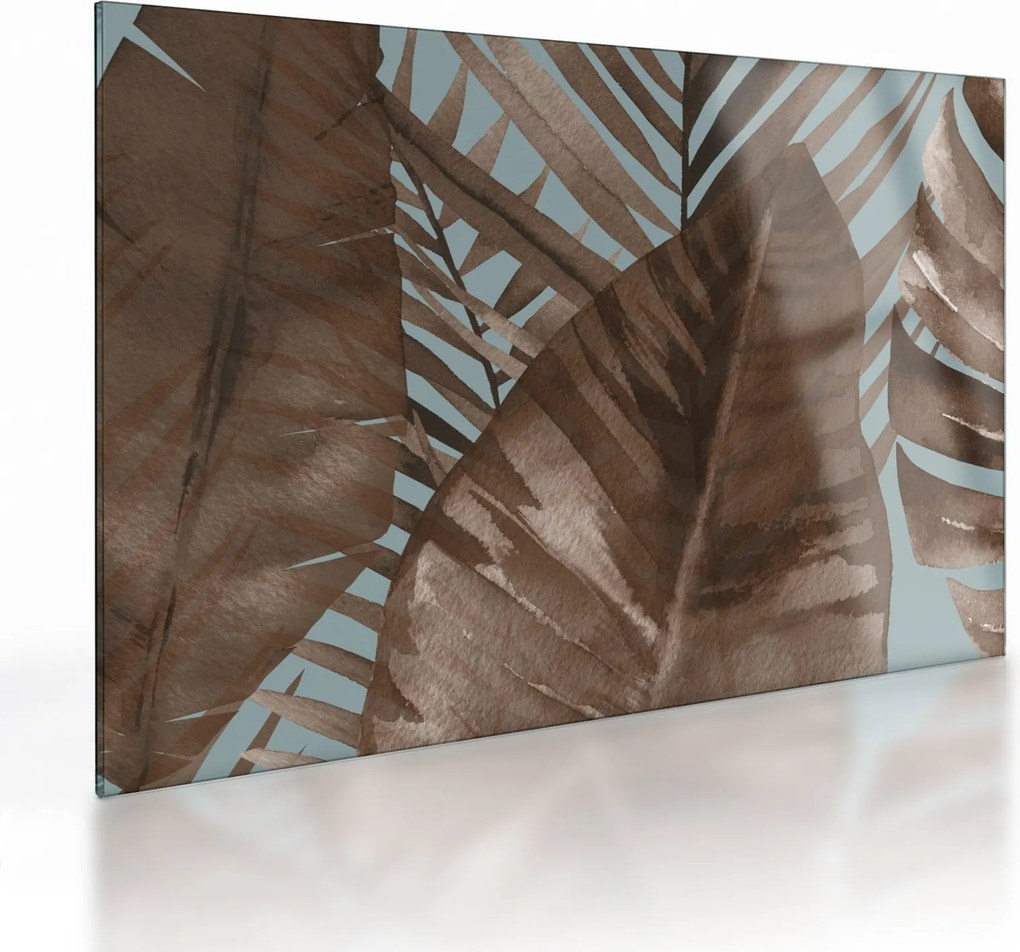 Tablou pe sticlă - Frunze de palmier acvarel (70x50 cm)