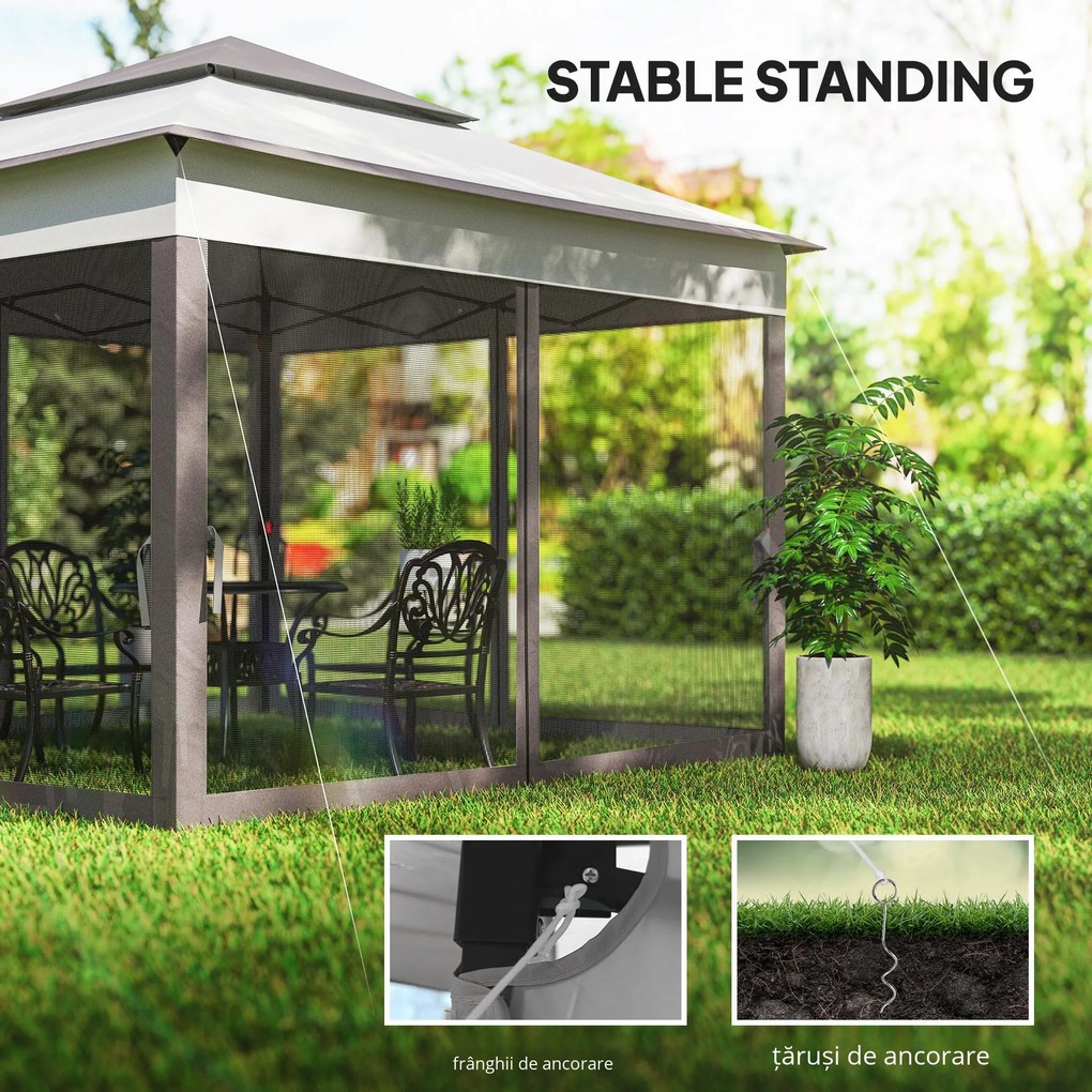 Outsunny pavilion pliabil cu pereți laterali, gri, 3,25 x 3,25 x 2,7 m | Aosom Romania