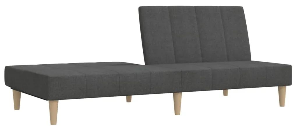 Canapea extensibila 2 locuri, cu taburet, gri inchis, textil Morke gra, Cu scaunel pentru picioare