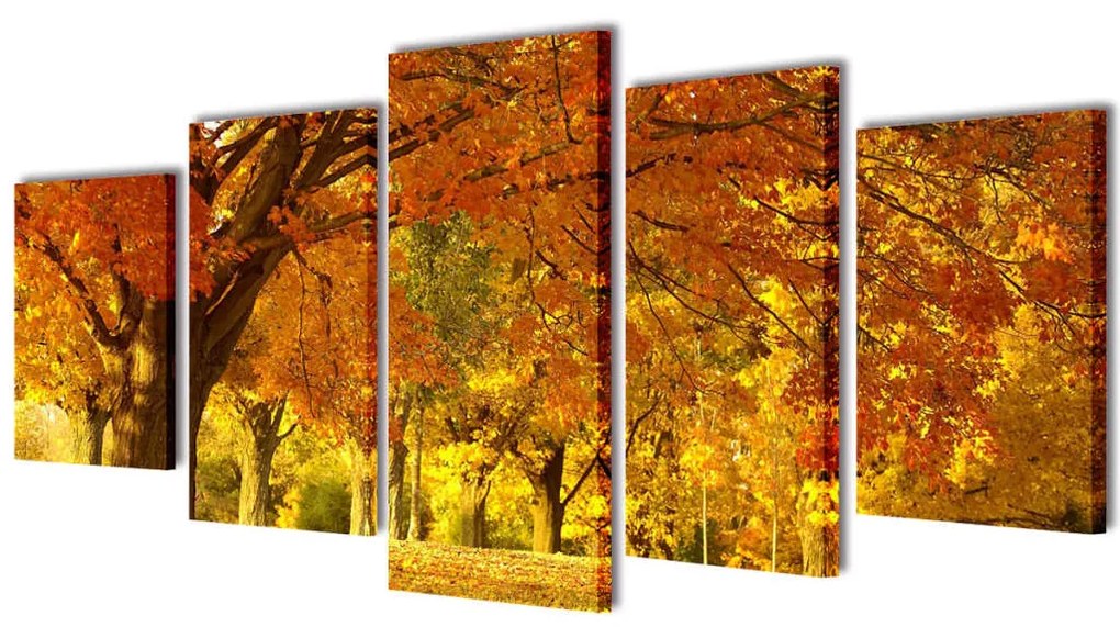 Set tablouri din pânză cu imprimeu arțar, 100 x 50 cm