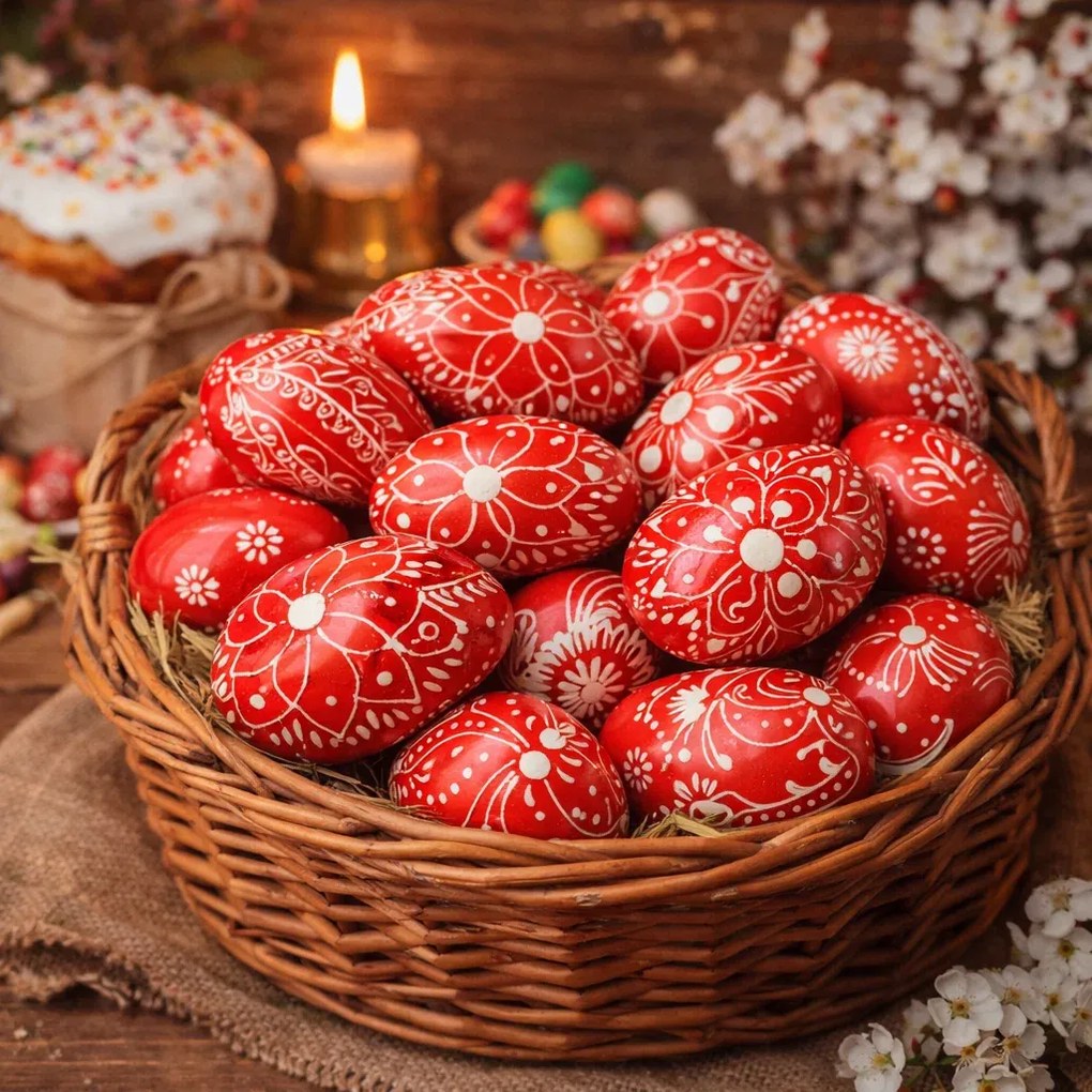 Set 10 oua de lemn vopsite pentru Paste 7x4 cm ,   decor pascal