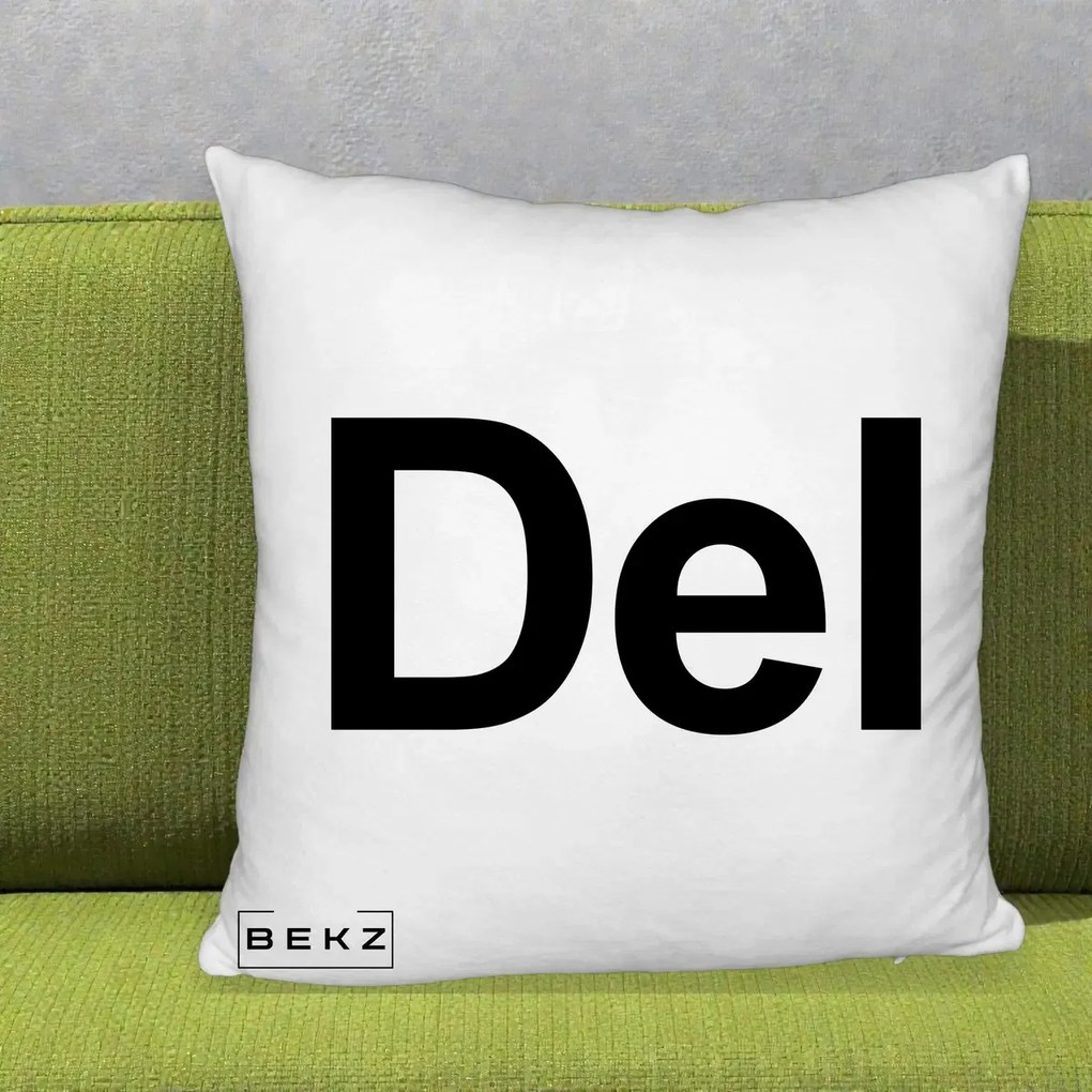 Perna Personalizata Tasta Del Tipografie Bold, 40x40 cm, Alb Pufos, Husa Detasabila, Perna Inclusa, BEKZ®