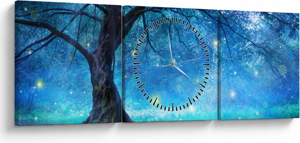 Tablou - Pădure mistică (cu ceas) (90x30 cm)
