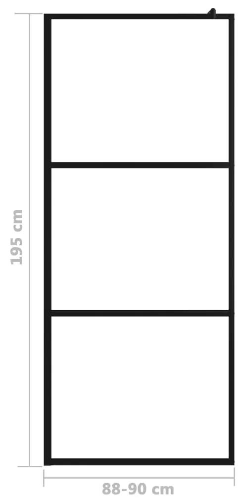 Paravan dus walk-in, negru, 90x195 cm, sticla ESG transparenta Negru, 90 x 195 cm, Transparent