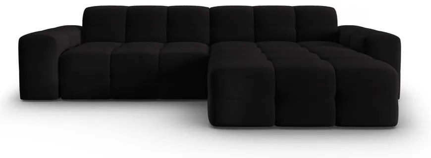 Colțar negru cu tapițerie din catifea (pe partea dreaptă) Kendal – Micadoni Home