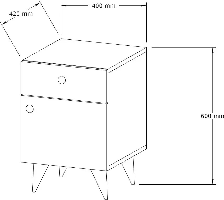 Noptiera Pila pentru dormitor,culoare nuc,60 cm