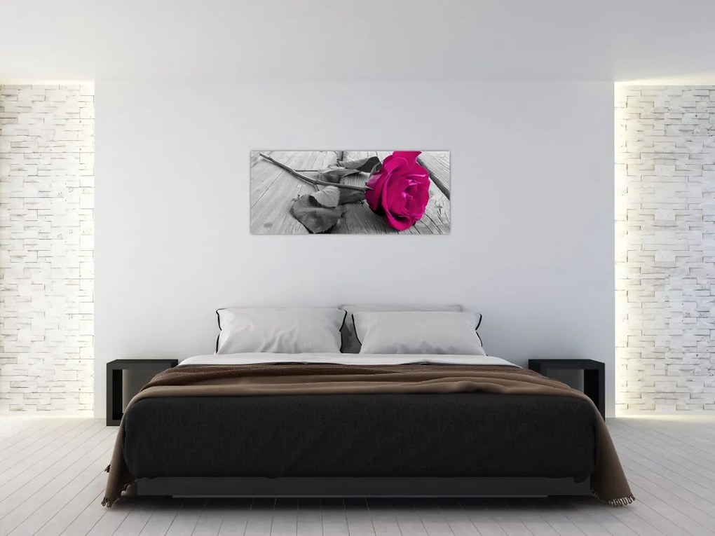 Tablou - Trandafir roz (120x50 cm)