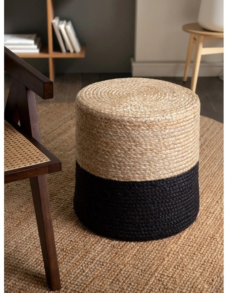 Taburet negru/în culoare naturală Juta Gold Black – Hanse Home