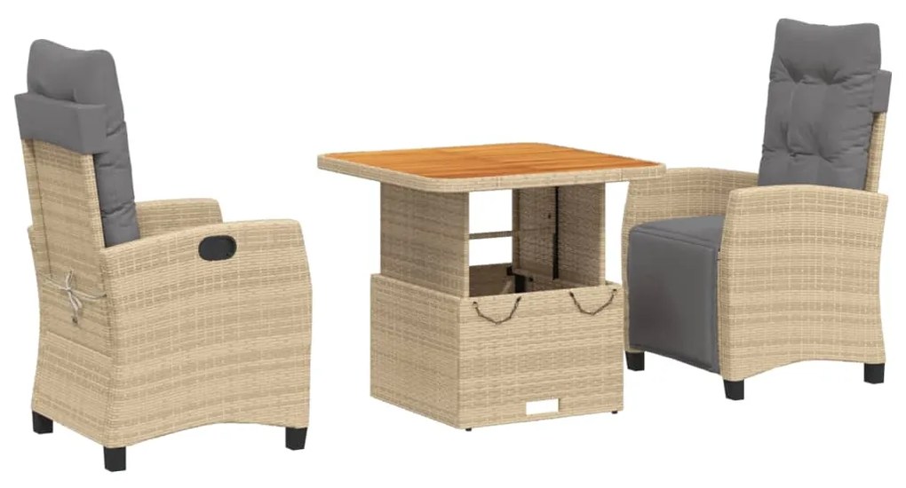 3277423 vidaXL Set mobilier de grădină cu perne, 3 piese, bej, poliratan