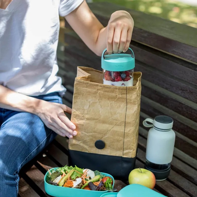 Geanta de transport reutilizabila Lekue On The Go 1010234, 4 litri, Tyvek, Maro/Negru