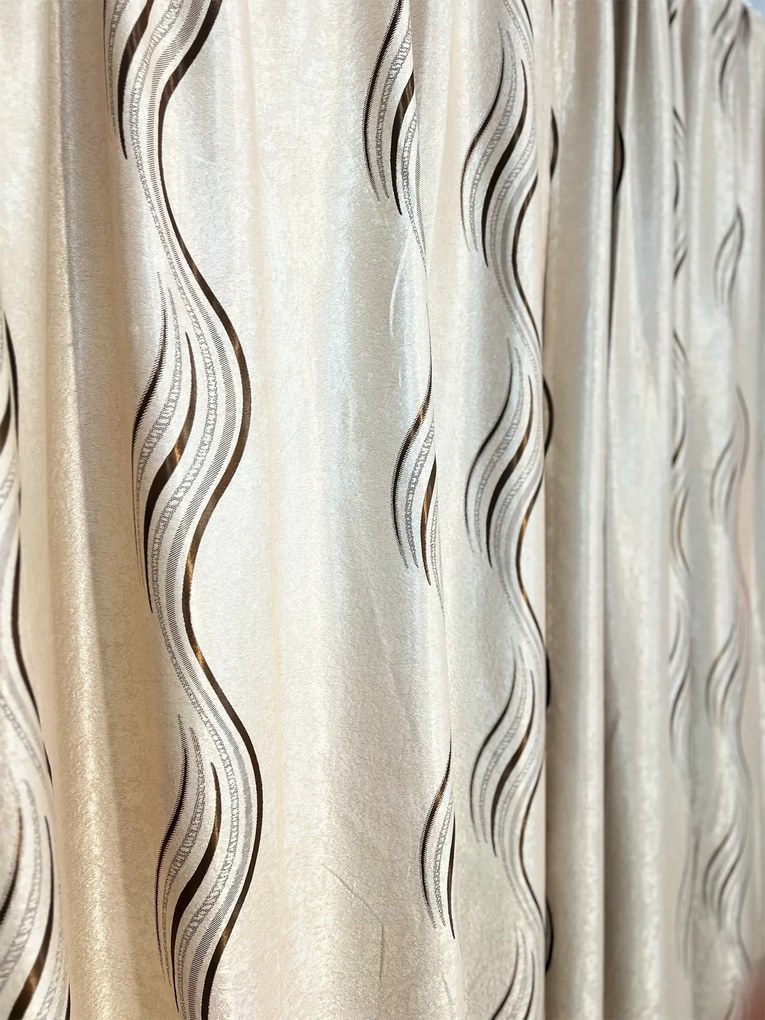 Draperie Blackout crem cu linii delicate maro