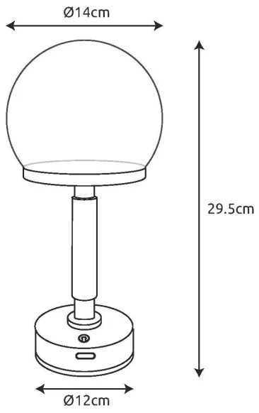 Lampă LED tactilă reîncărcabilă de masă Globo 21034SI HAKU LED/2,5W/5V 2800K argintiu