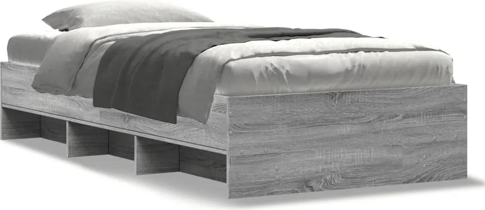 vidaXL Cadru de pat, gri sonoma, 75x190 cm, lemn prelucrat