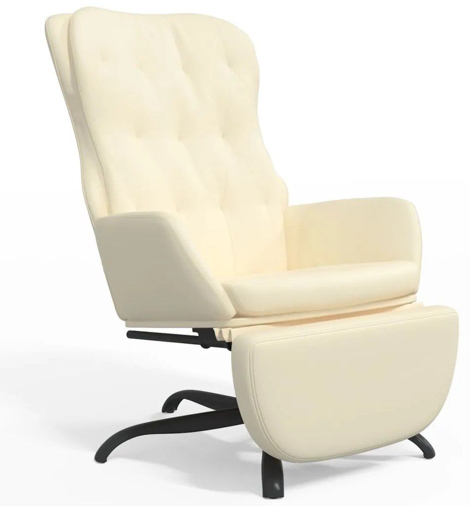 3097686 vidaXL Scaun de relaxare cu taburet, crem, piele ecologică