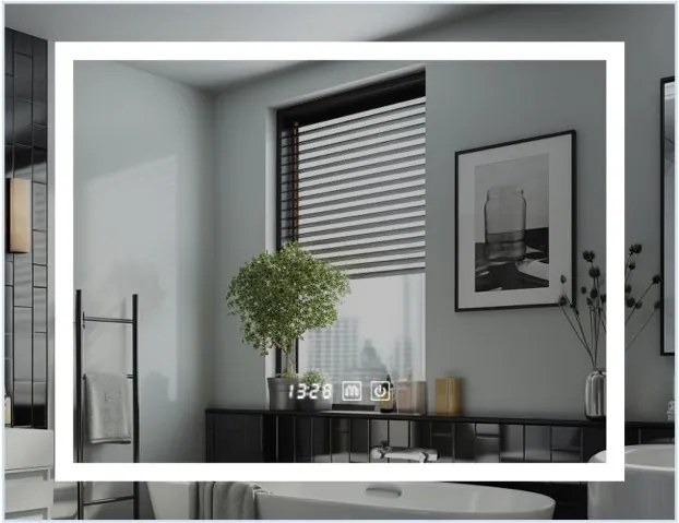 IREDA Oglindă de baie cu iluminare LED, 90 x 70 cm