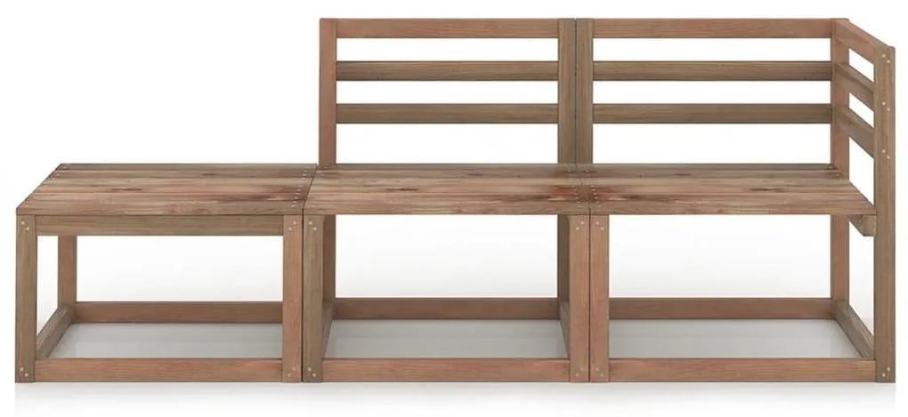 Set mobilier de gradina, 3 piese, maro, lemn de pin tratat