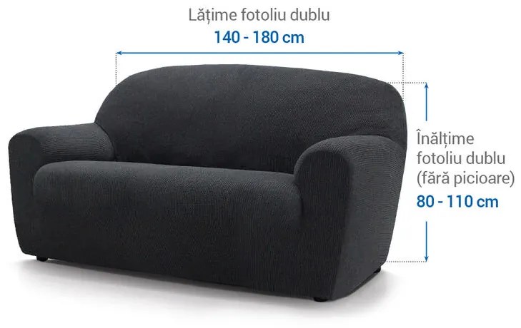 Huse super elastice HARMONIA antracit fotoliu dublu (l. 140 - 180 cm)